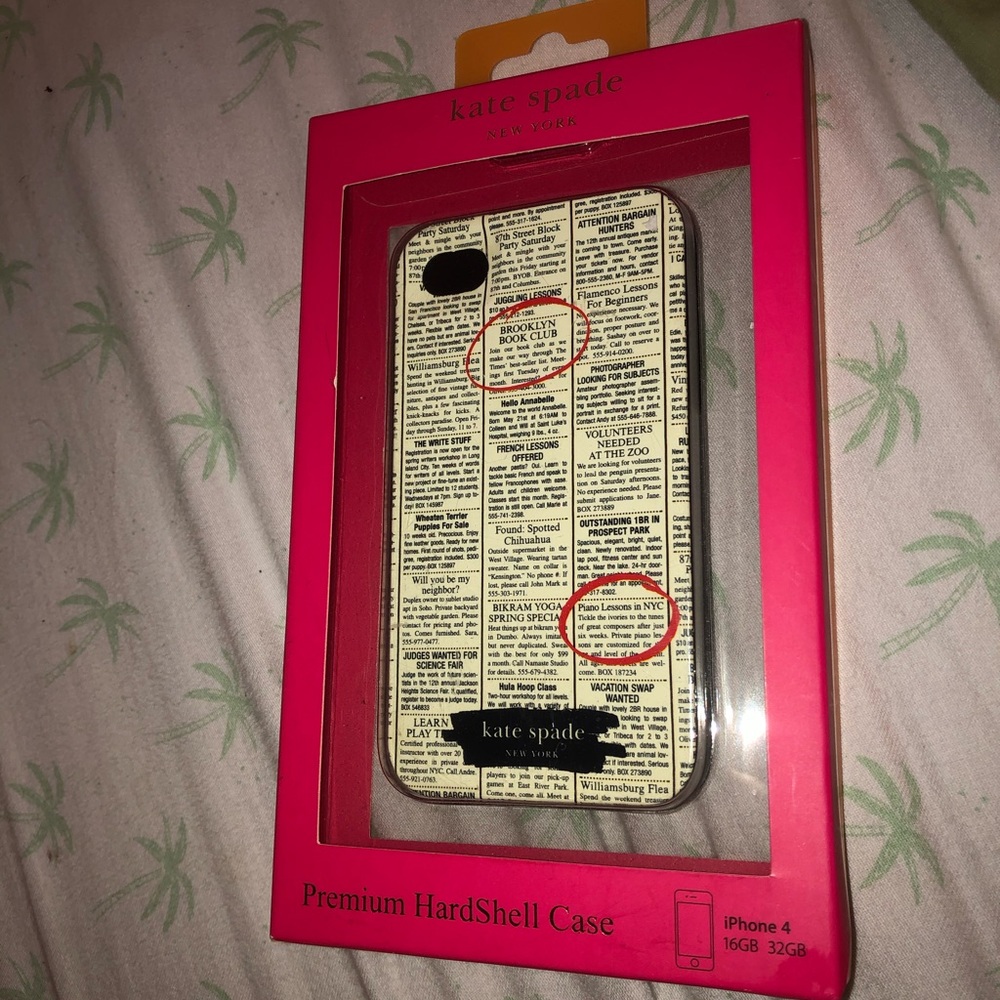 Kate Spade newspaper iPhone 4 case NWOT